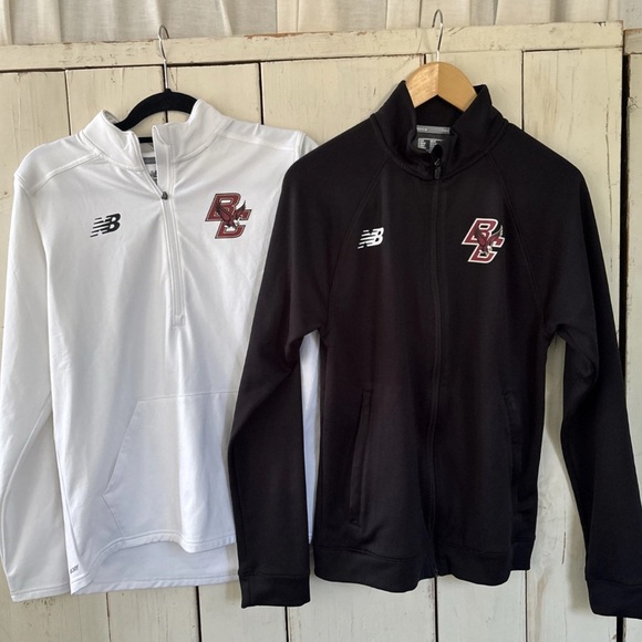 Boston College BC Track Field New Balance Black Lot Of 2 Men's Pullover Zip Med